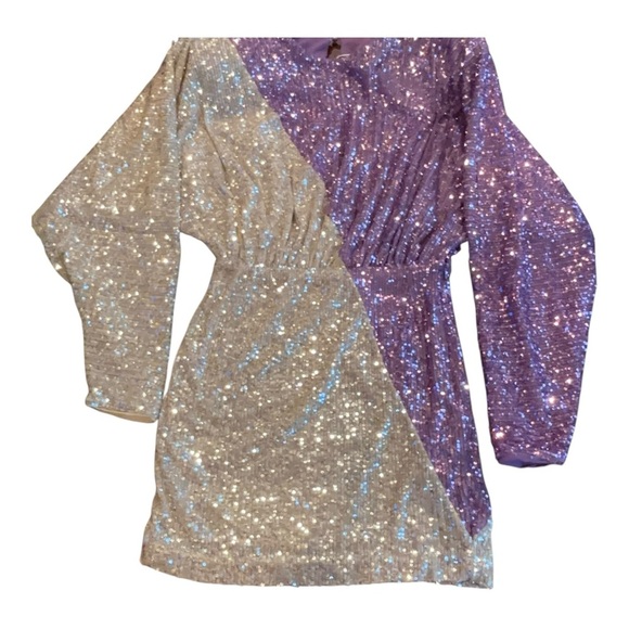 ROTATE Mini Dress Birger Christensen Sequin Colorblock Size 2 EUC • Sparkle • - Picture 3 of 7